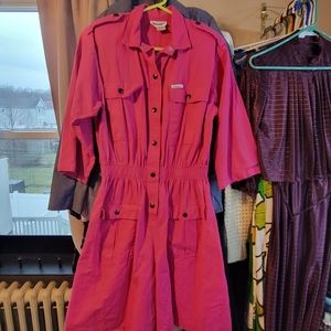 80's Pink denim jumpsuit